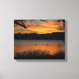 Sonnenuntergang auf dem Lake Wrapped Canvas Print Leinwanddruck