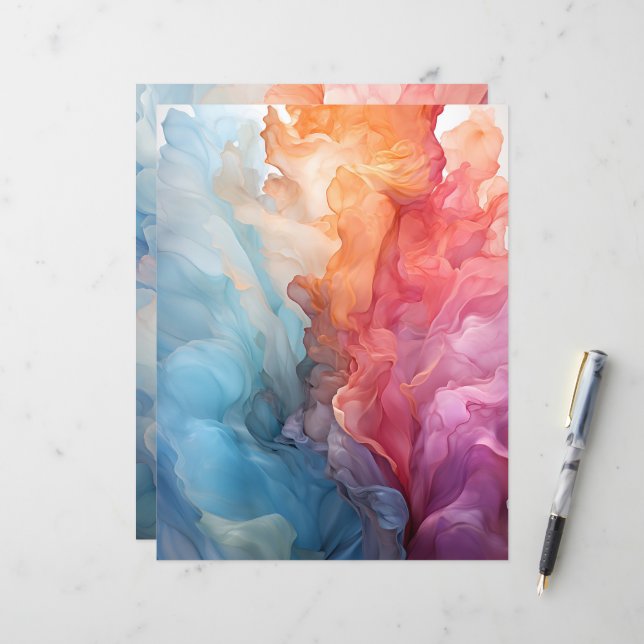 Sonnenuntergang auf dem Meer Alkohol Tinte Buch Pa (Vorderseite/Rückseite Beispiel)