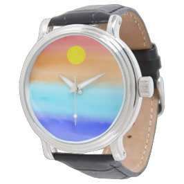 Sonnenuntergang auf dem Meer Aquarell Abstrakte Ku Armbanduhr