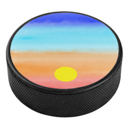 Sonnenuntergang auf dem Meer Aquarell Abstrakte Ku Eishockey Puck