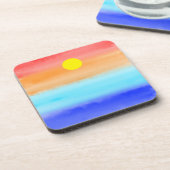 Sonnenuntergang auf dem Meer Aquarell Abstrakte Ku Getränkeuntersetzer (Linke Seite)