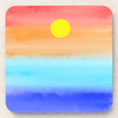 Sonnenuntergang auf dem Meer Aquarell Abstrakte Ku Getränkeuntersetzer (Vorderseite)