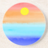 Sonnenuntergang auf dem Meer Aquarell Abstrakte Ku Getränkeuntersetzer (Vorne)