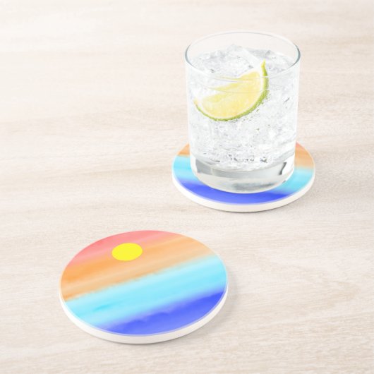 Sonnenuntergang auf dem Meer Aquarell Abstrakte Ku Getränkeuntersetzer (Seite)