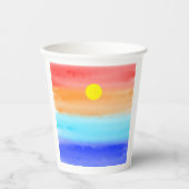 Sonnenuntergang auf dem Meer Aquarell Abstrakte Ku Pappbecher (Vorderseite)