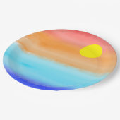 Sonnenuntergang auf dem Meer Aquarell Abstrakte Ku Pappteller (Schrägansicht)