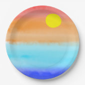 Sonnenuntergang auf dem Meer Aquarell Abstrakte Ku Pappteller (Vorderseite)