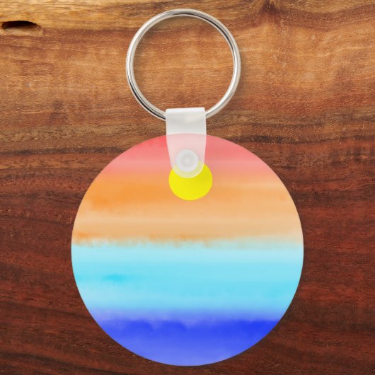 Sonnenuntergang auf dem Meer Aquarell Abstrakte Ku Schlüsselanhänger (Rückseite)