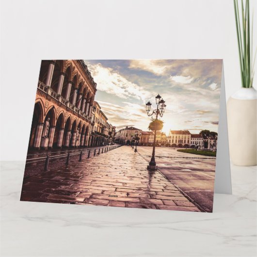 Sonnenuntergang auf dem Platz Padova in Italien Karte (Rückseite)