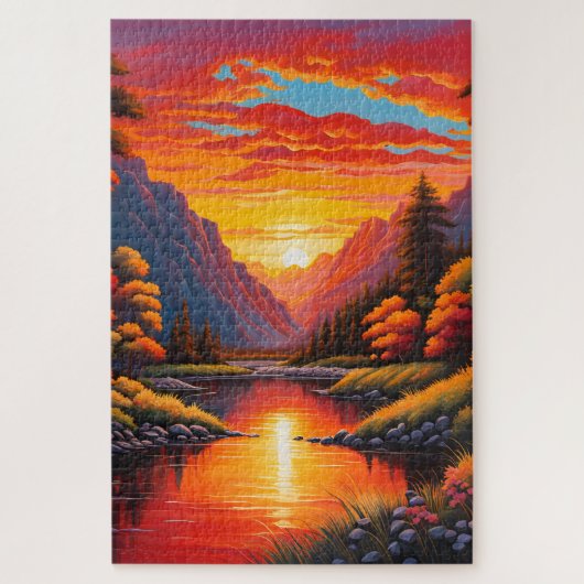 Sonnenuntergang auf dem Puzzle-Berg Puzzle (Vertikal)