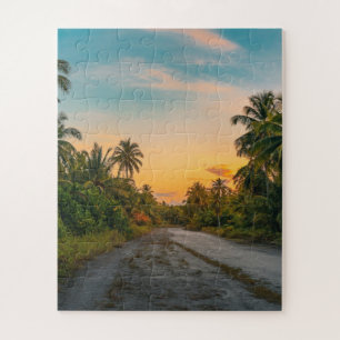 Sonnenuntergang auf dem Sandstrand Puzzle