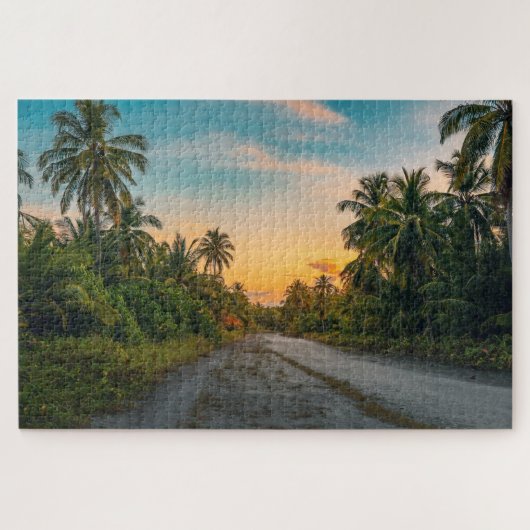 Sonnenuntergang auf dem Sandstrand Puzzle (Horizontal)