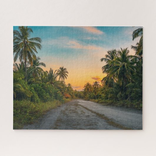 Sonnenuntergang auf dem Sandstrand Puzzle (Horizontal)