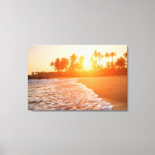 Sonnenuntergang auf dem Strand mit Leinwanddruck