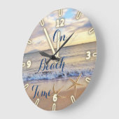 Sonnenuntergang auf dem Strand, Seesterne Große Wanduhr (Winkel)