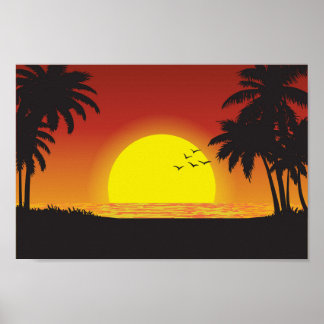 Sonnenuntergang auf dem Strandplakat Poster
