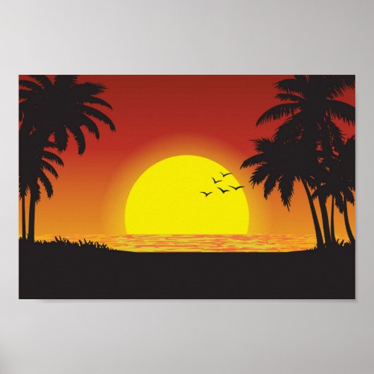 Sonnenuntergang auf dem Strandplakat Poster (Vorne)