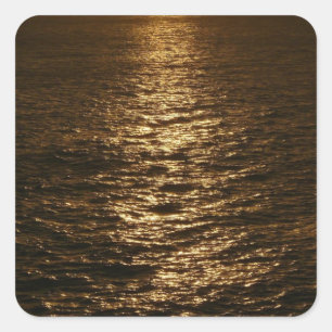 Sonnenuntergang auf dem Wasser Abstrakte Meeresfot Quadratischer Aufkleber