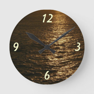 Sonnenuntergang auf dem Wasser Abstrakte Meeresfot Runde Wanduhr