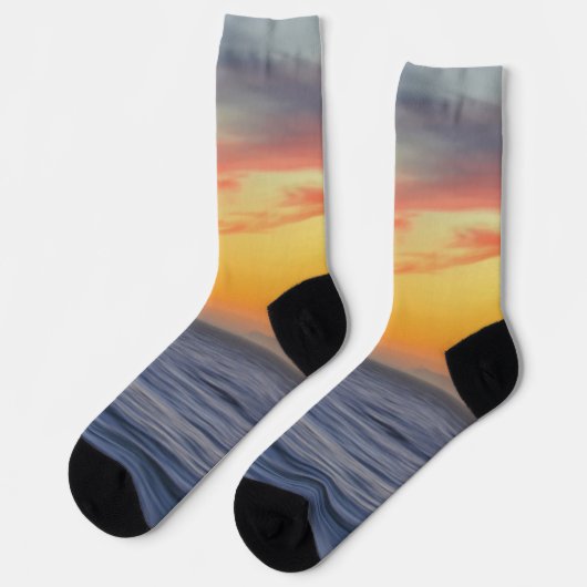 Sonnenuntergang auf den Abstrakten, verrückten Soc Socken (Linkes Detail)