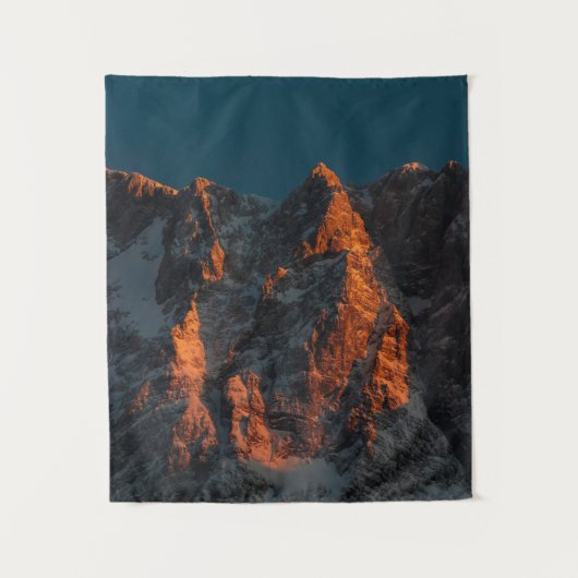 Sonnenuntergang auf den majestätischen Bergen Wandteppich (Vorderseite)