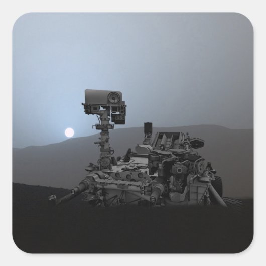 Sonnenuntergang auf den Mars Neugier Rover Quadratischer Aufkleber (Vorderseite)