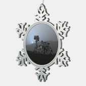 Sonnenuntergang auf den Mars Neugier Rover Schneeflocken Zinn-Ornament (Rechts)