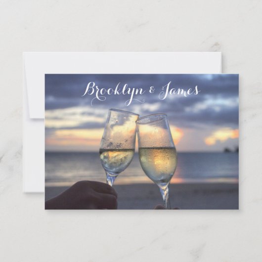 Sonnenuntergang auf der Beach-Hochzeit-RSVP-Karte RSVP Karte (Rückseite)