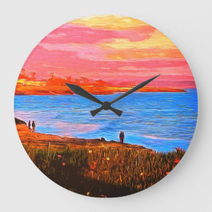 Sonnenuntergang auf der Clock an der Küste von San Große Wanduhr