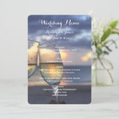 Sonnenuntergang auf der Hochzeitskarte Menükarte (Stehend Vorderseite)