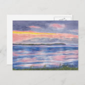 Sonnenuntergang auf der Insel Kelleys Wasserfarben Postkarte (Vorne/Hinten)