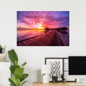 Sonnenuntergang auf der Insel Malediven | Water Vi Poster (Heimbüro)