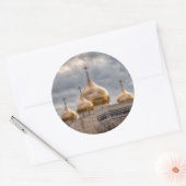 Sonnenuntergang auf der russisch-orthodoxen Kathed Runder Aufkleber (Umschlag)