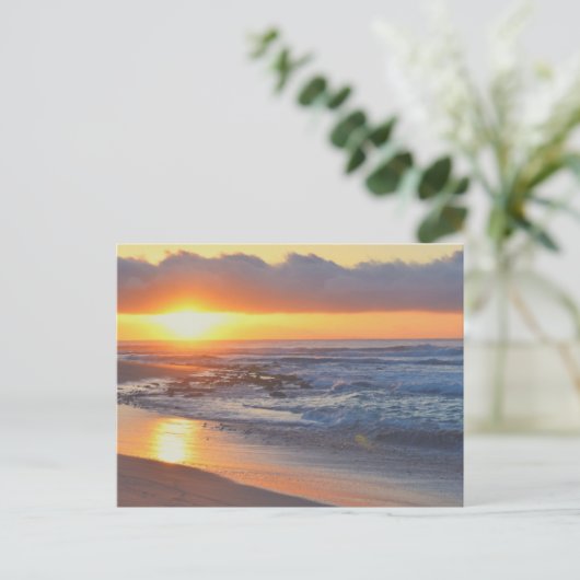 Sonnenuntergang auf der Strandpostkarte Postkarte (Stehend Vorderseite)