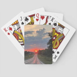 Sonnenuntergang auf der Straße Spielkarten