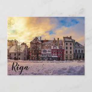 Sonnenuntergang auf der Straße von Riga Postcard Postkarte