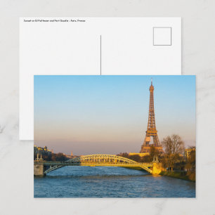 Sonnenuntergang auf Eiffelturm und Pont Rouelle -  Postkarte