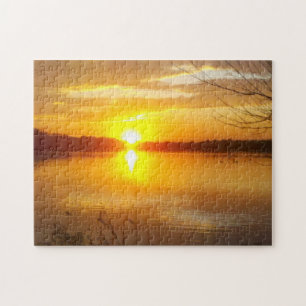 Sonnenuntergang auf einem See Puzzle