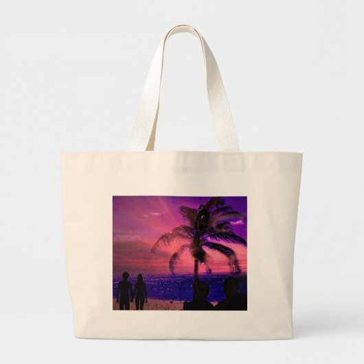 Sonnenuntergang auf einem Strand, Strandtasche Jumbo Stoffbeutel (Vorne)