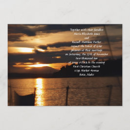 Sonnenuntergang auf einer Hochzeit mit dem Segelbo Einladung