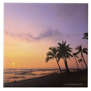 Sonnenuntergang auf Kahaluu Bucht in Kona, Hawaii Fliese