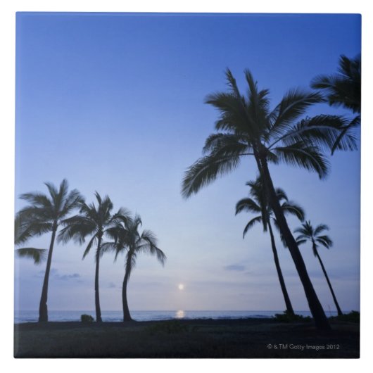 Sonnenuntergang auf Kahaluu Bucht in Kona, Hawaii Fliese (Vorderseite)