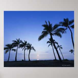 Sonnenuntergang auf Kahaluu Bucht in Kona, Hawaii Poster