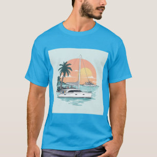 Sonnenuntergang auf Katamaran T-Shirt