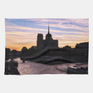 Sonnenuntergang auf Notre Dame de Paris - Paris, F Geschirrtuch