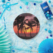 Sonnenuntergang auf Paradies-Insel-Strand Pappteller (Party)