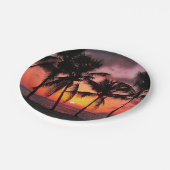 Sonnenuntergang auf Paradies-Insel-Strand Pappteller (Schrägansicht)