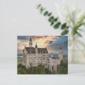 Sonnenuntergang auf Schloss Neuschwanstein, Deutsc Postkarte (Stehend Vorderseite)
