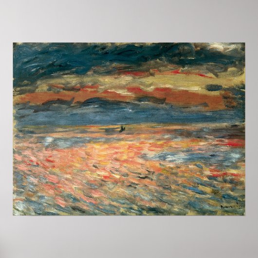 Sonnenuntergang auf See durch Pierre Renoir, Vinta Poster (Vorne)