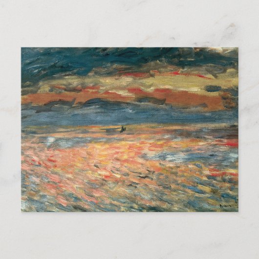 Sonnenuntergang auf See durch Pierre Renoir, Vinta Postkarte (Vorderseite)
